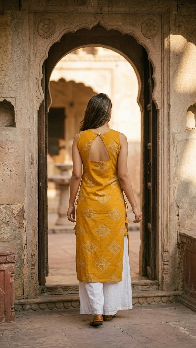 Leher Terracotta Sunlit Print Kurta