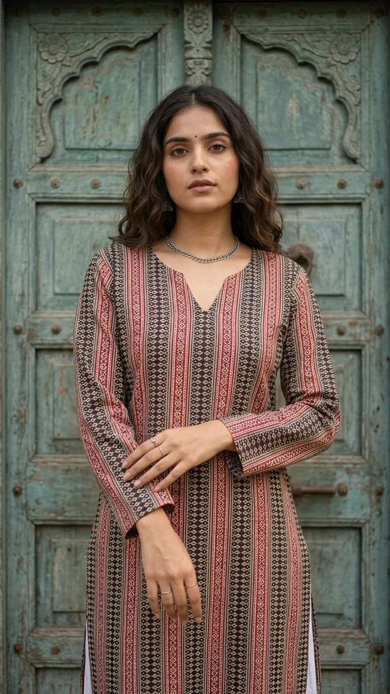 Kesar Terracotta Contemporary Motif Kurti
